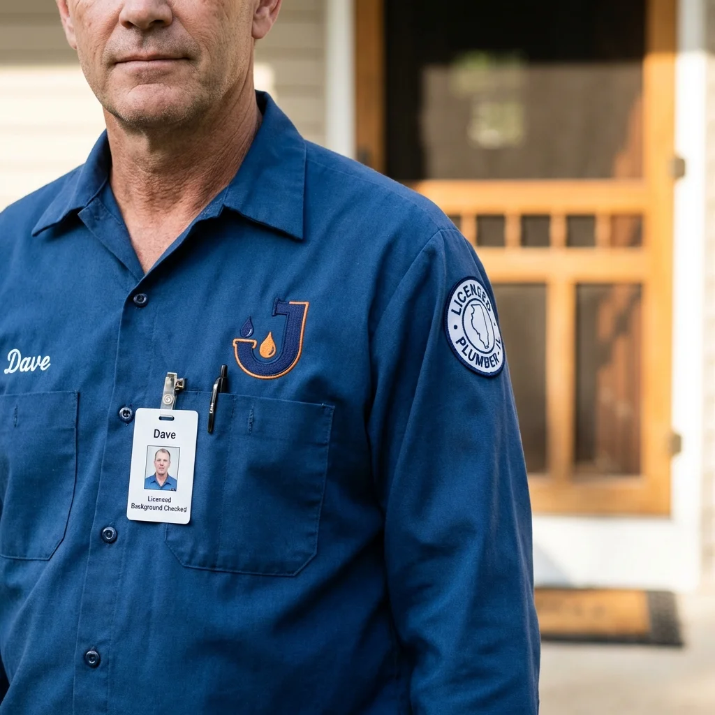 Licensed plumber showing ID badge in Livingston, NJ