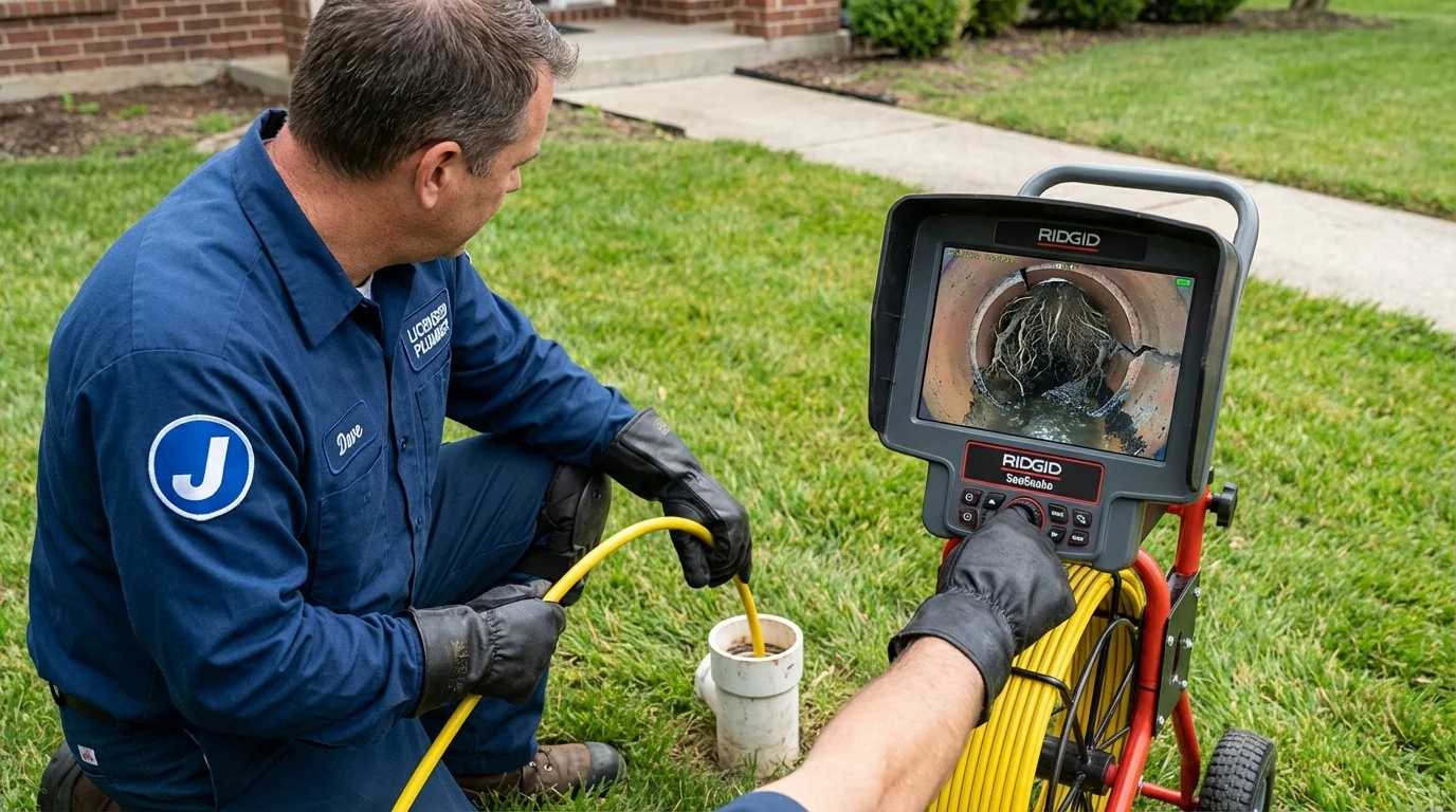 Sewer camera inspection being performed by Johns Plumbing LLC in Livingston