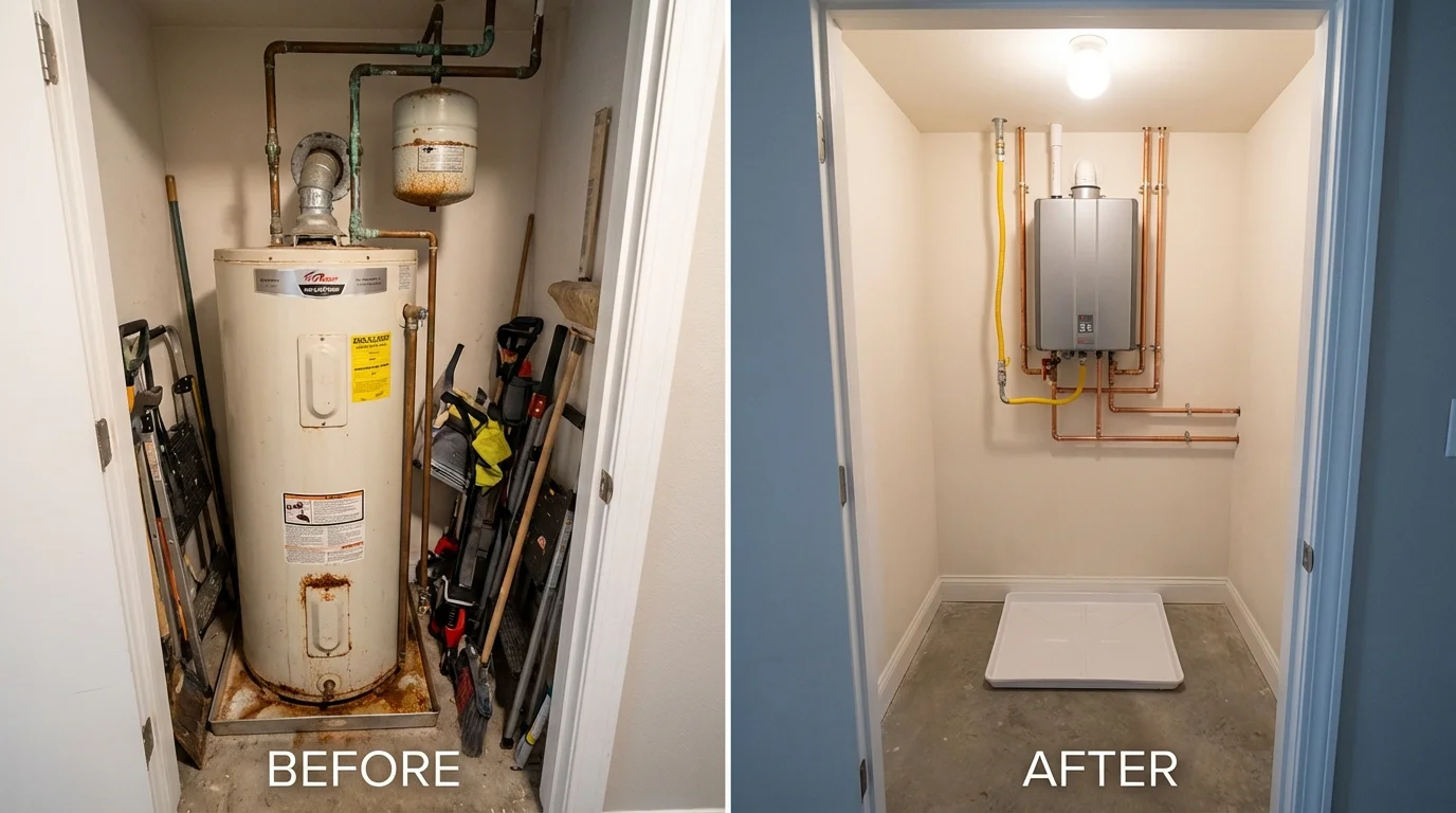Tank water heater versus wall-mounted tankless unit comparison for Livingston, NJ homeowners